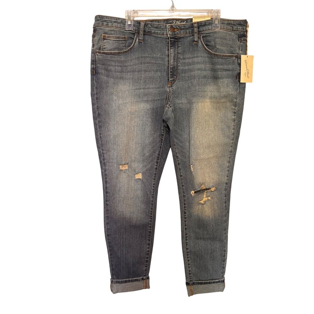 Universal Thread Women's 18R Mid-Rise Skinny Jeans‎ Medium Wash Distressed Denim